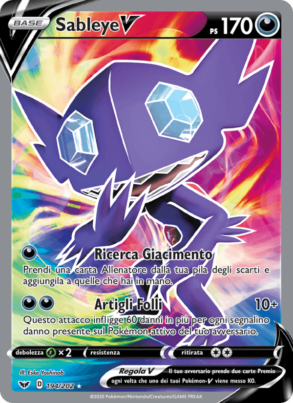 Sableye V, carta 194 di Spada e Scudo