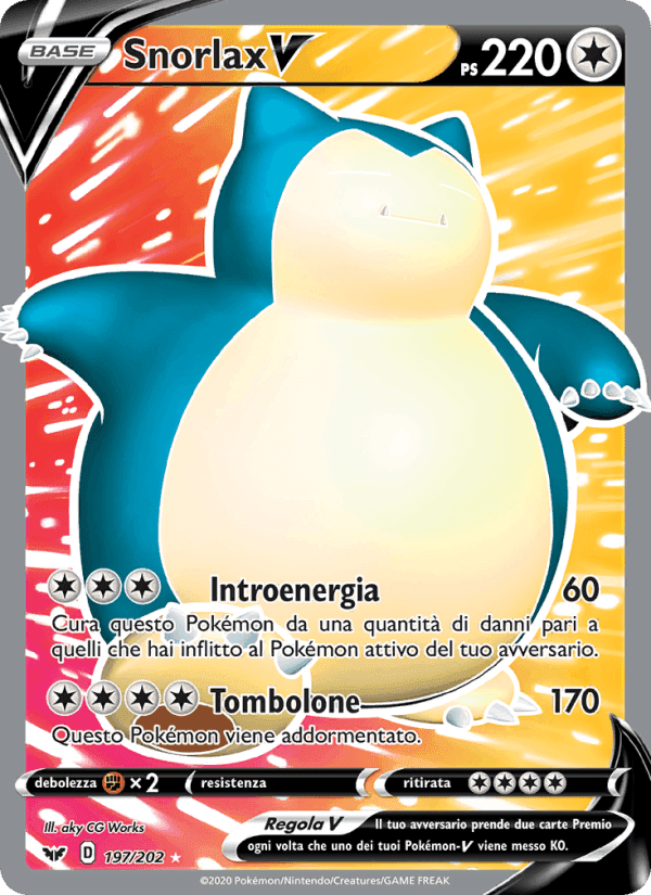 Snorlax V, card 197 from Spada e Scudo