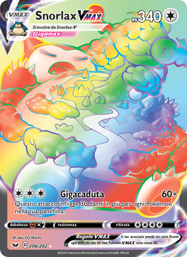 Snorlax VMAX, carta 206 di Spada e Scudo
