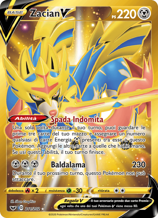 Zacian V, card 211 from Spada e Scudo