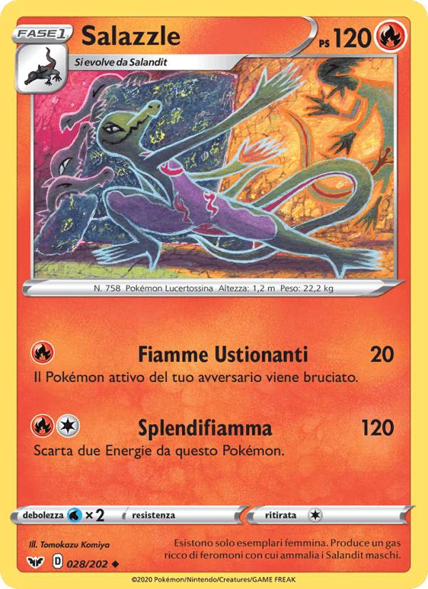 Salazzle, carta 28 di Spada e Scudo