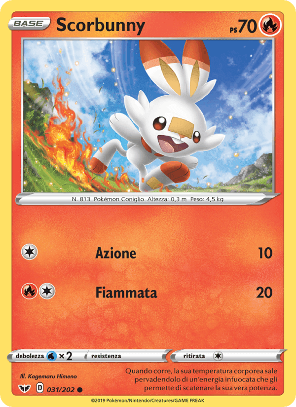 Scorbunny, carta 31 di Spada e Scudo