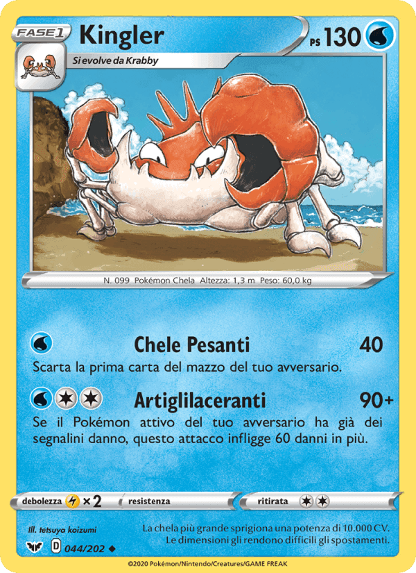 Kingler, carta 44 di Spada e Scudo