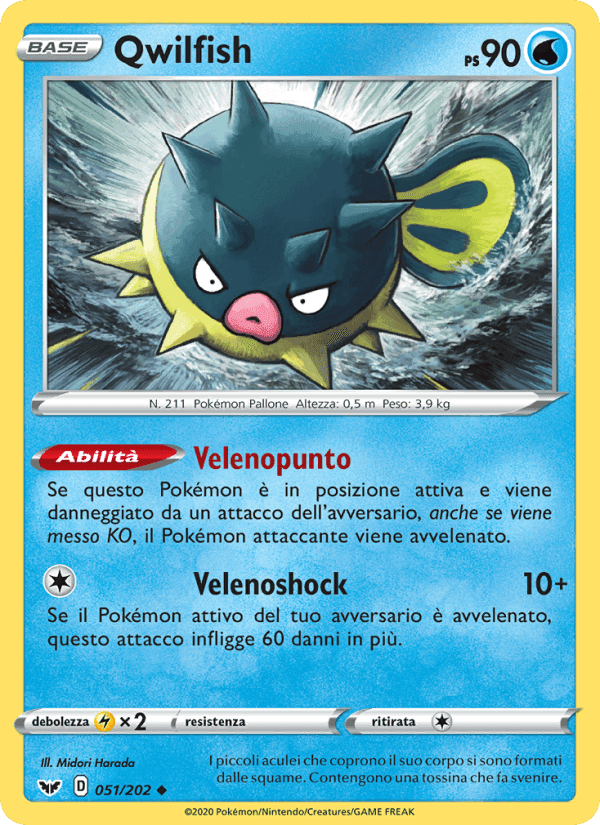 Qwilfish, carta 51 di Spada e Scudo
