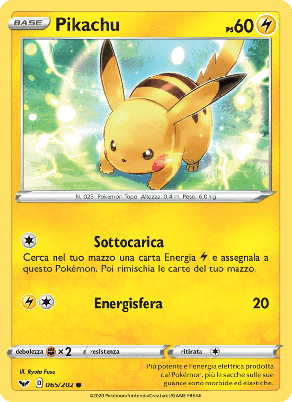 Pikachu, carta 65 di Spada e Scudo