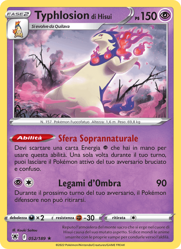 Typhlosion di Hisui, carta 052 di Lucentezza Siderale