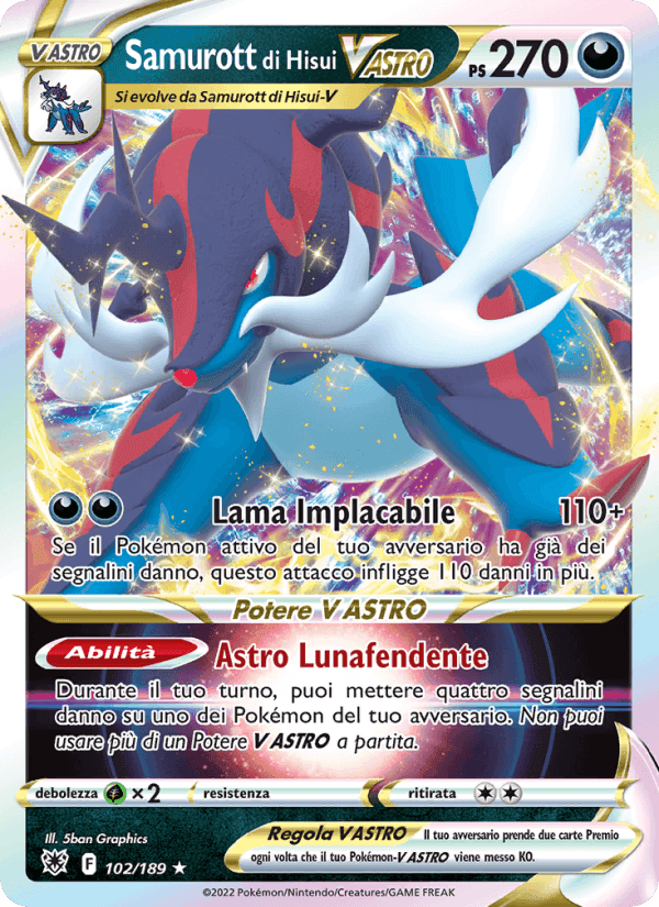 Samurott di Hisui V ASTRO, carta 102 di Lucentezza Siderale