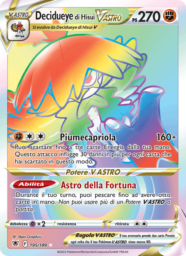 Decidueye di Hisui V ASTRO, card 195 from Lucentezza Siderale