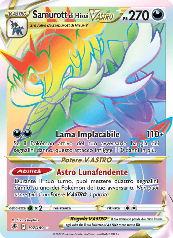 Samurott di Hisui V ASTRO, carta 197 di Lucentezza Siderale