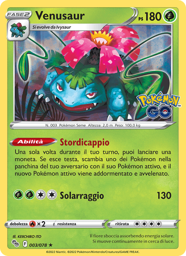 Venusaur, carta 003 di Pokémon GO