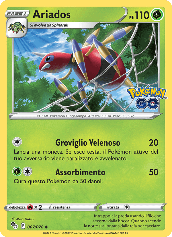 Ariados, card 007 from Pokémon GO