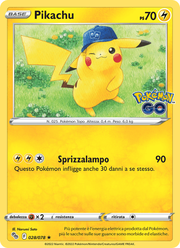 Pikachu, carta 028 di Pokémon GO