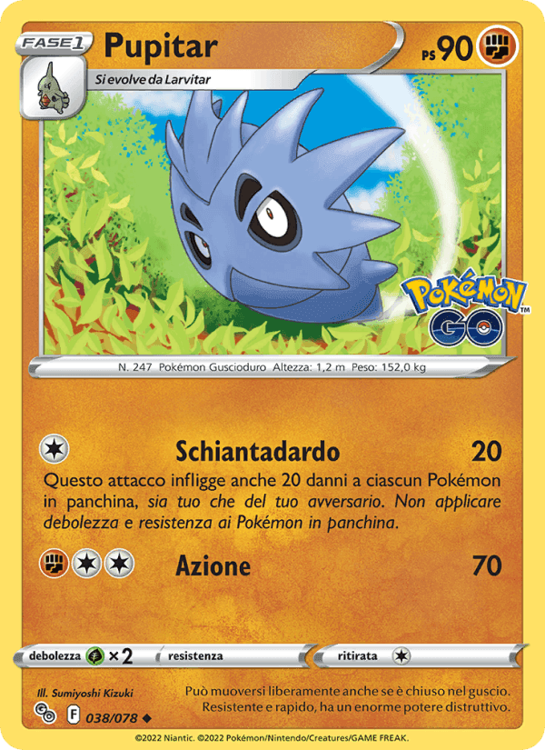 Pupitar, carta 038 di Pokémon GO