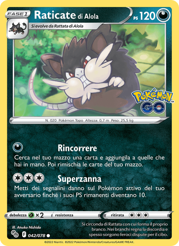 Raticate di Alola, carta 042 de Pokémon GO