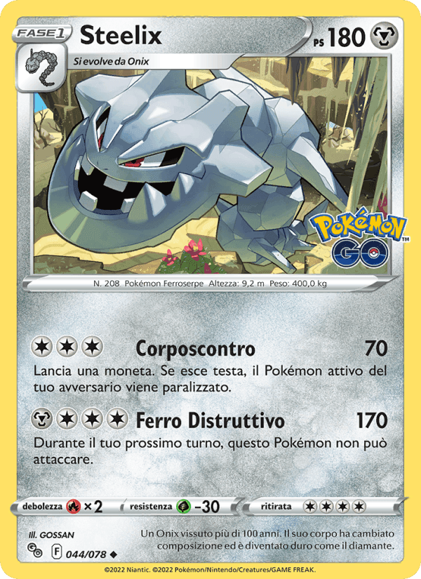 Steelix, carta 044 di Pokémon GO