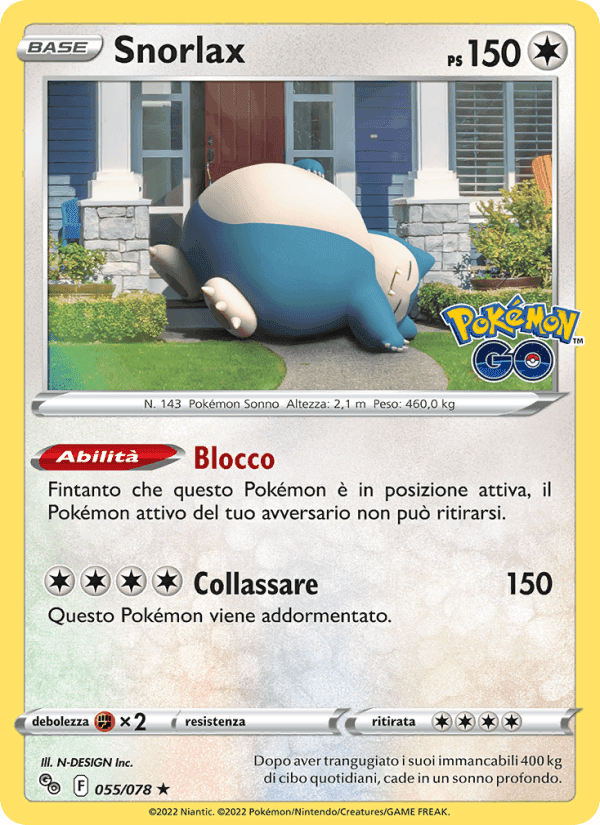 Snorlax, carta 055 di Pokémon GO