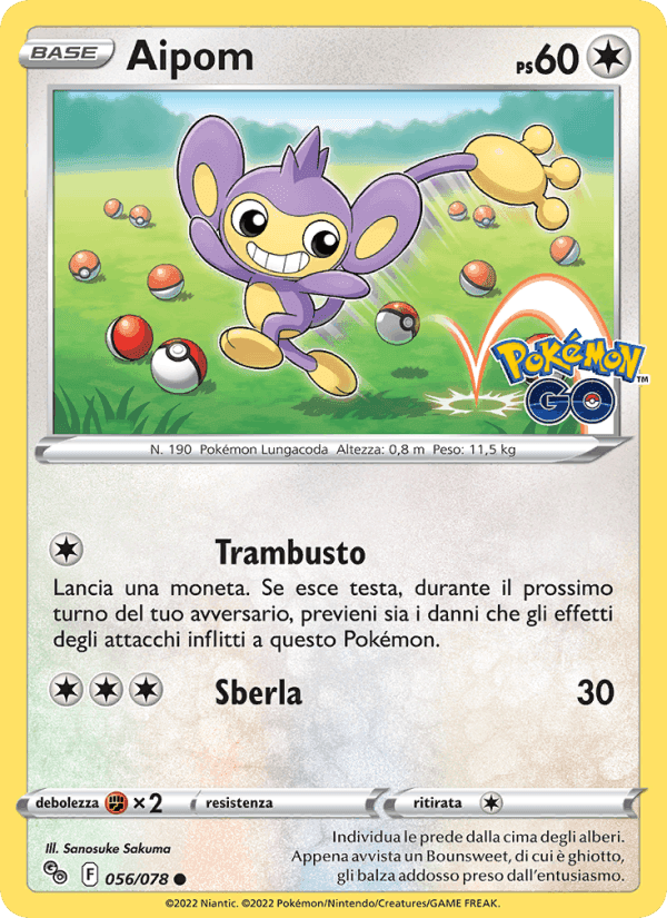 Aipom, card 056 from Pokémon GO