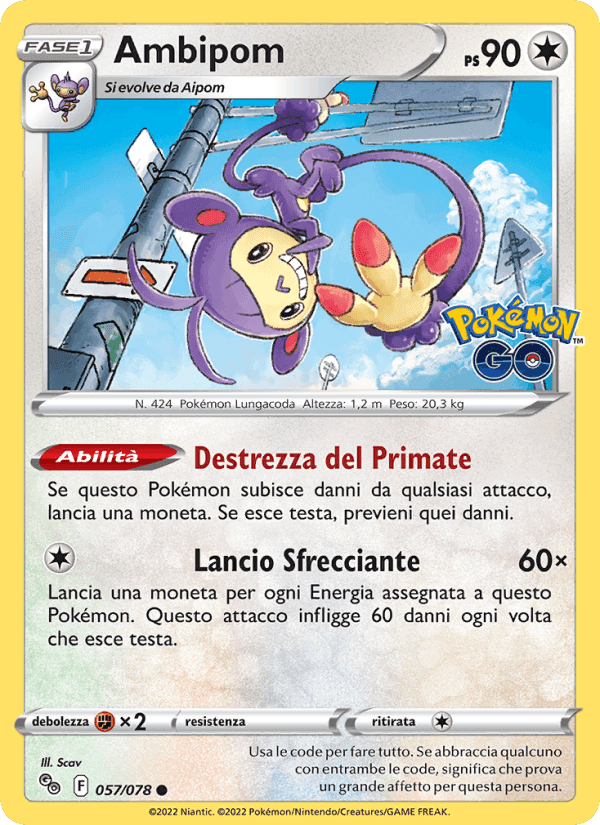 Ambipom, carta 057 di Pokémon GO