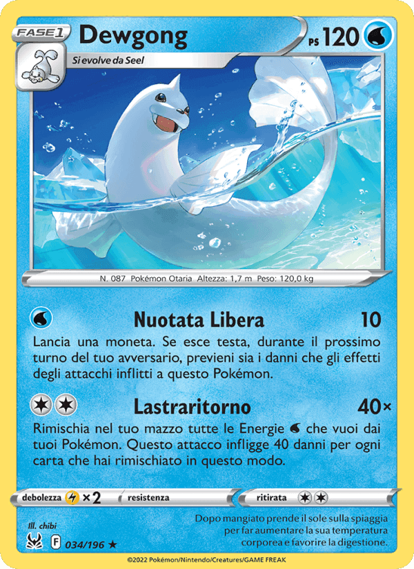 Dewgong, carta 034 di Origine Perduta