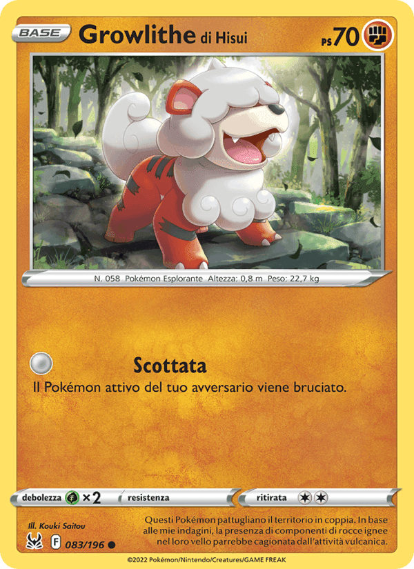 Growlithe di Hisui, carta 083 di Origine Perduta