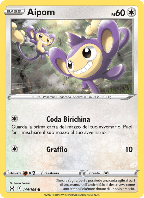 Aipom, card 144 from Origine Perduta