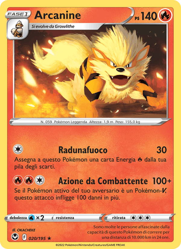 Arcanine, carta 020 di Tempesta Argentata