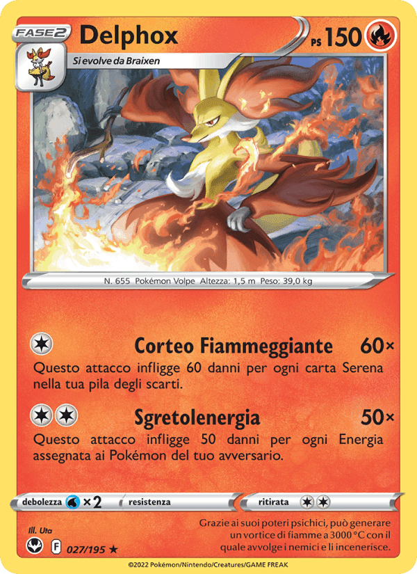 Delphox, carta 027 di Tempesta Argentata