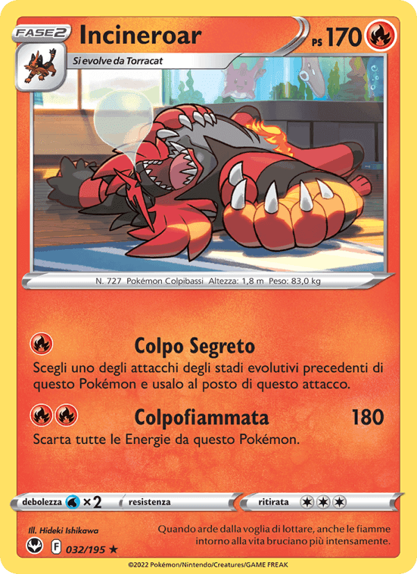 Incineroar, carta 032 di Tempesta Argentata