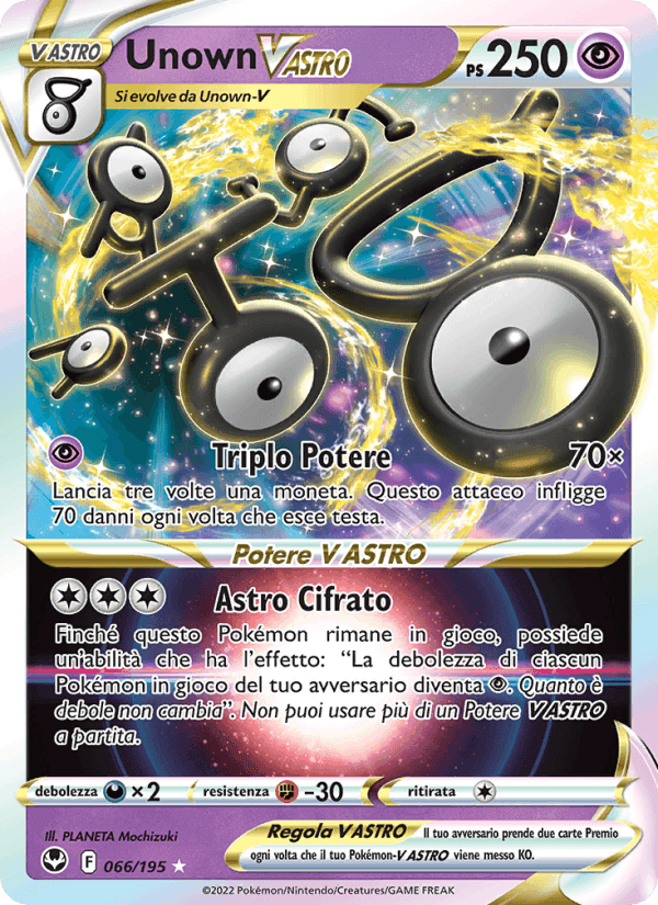 Unown V ASTRO, card 066 from Tempesta Argentata