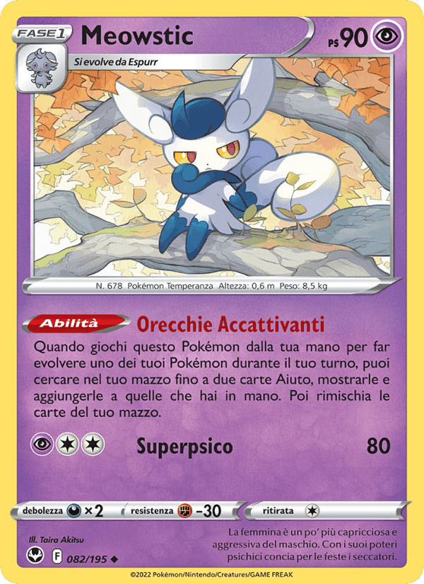Meowstic, carta 082 de Tempesta Argentata