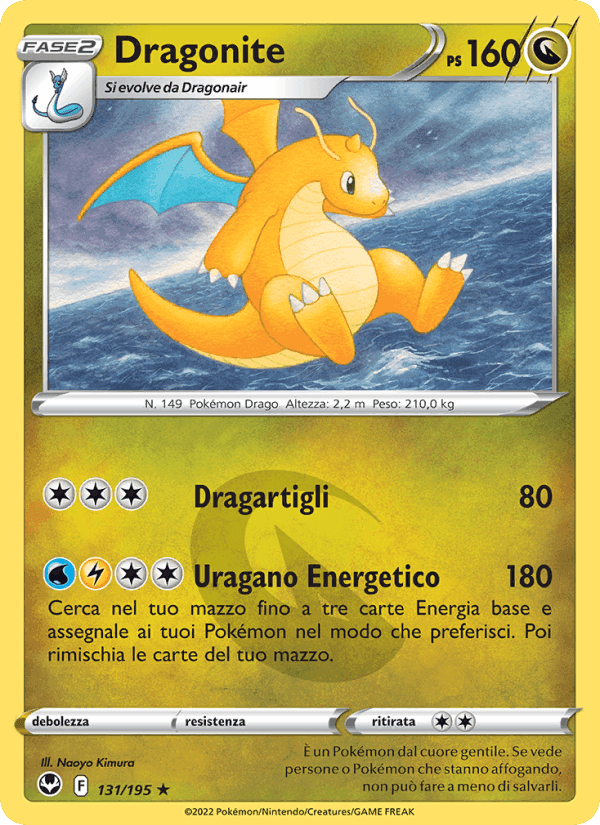 Dragonite, card 131 from Tempesta Argentata