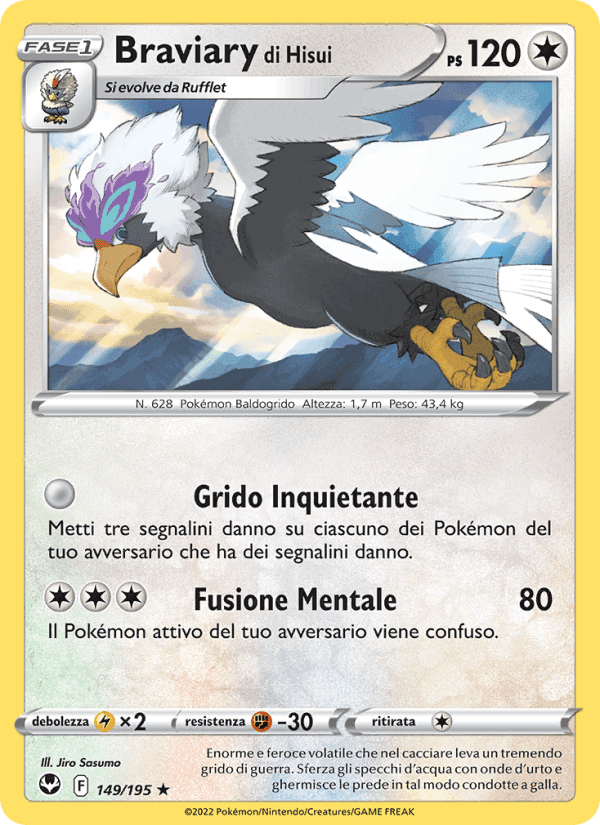 Braviary di Hisui, card 149 from Tempesta Argentata