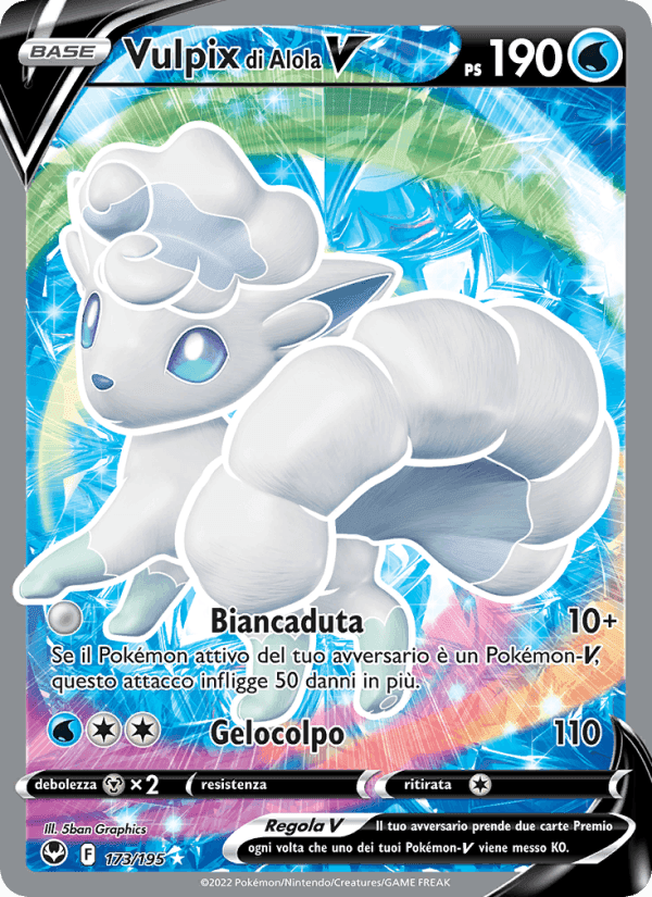 Vulpix di Alola V, carta 173 di Tempesta Argentata