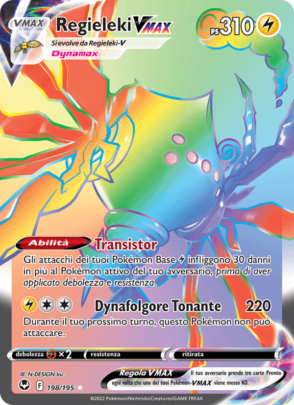 Regieleki VMAX, card 198 from Tempesta Argentata