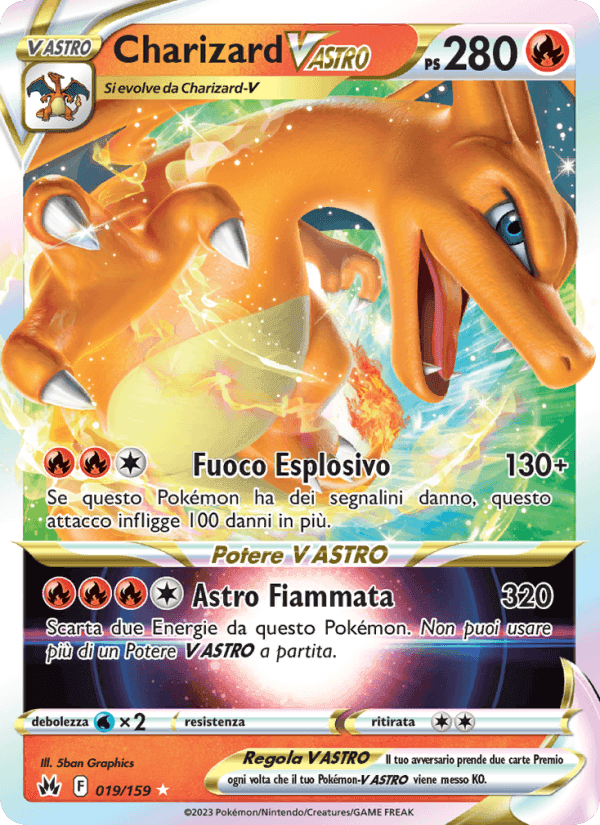 Charizard V ASTRO, carta 019 di Zenit Regale