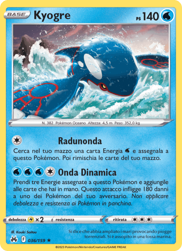 Kyogre, carta 036 di Zenit Regale