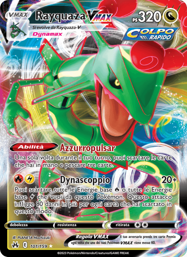 Rayquaza VMAX, carta 101 di Zenit Regale