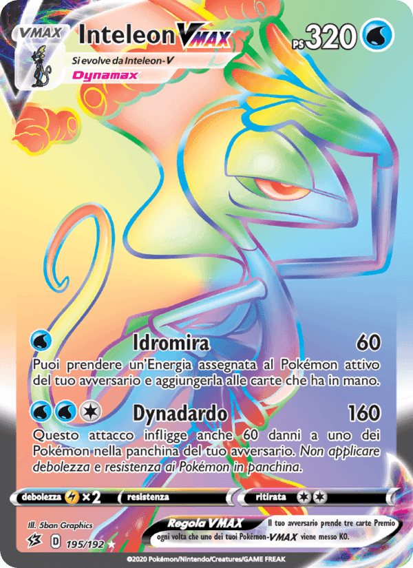 Inteleon VMAX, card 195 from Fragore Ribelle