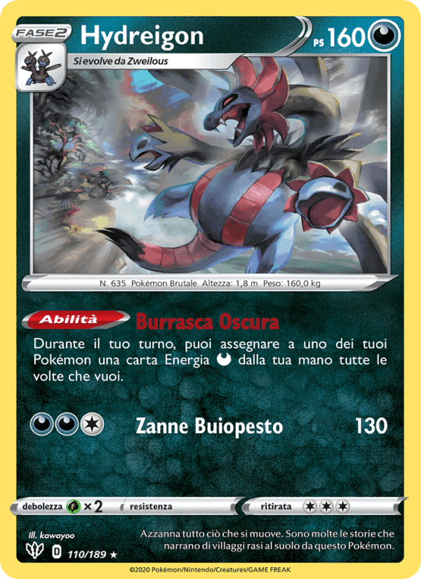 Hydreigon, card 110 from Fiamme Oscure