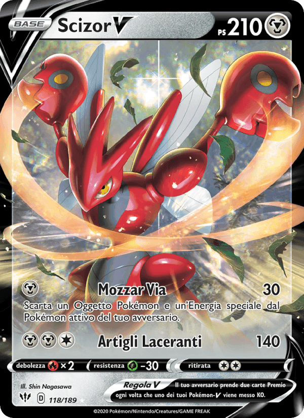Scizor V, carta 118 di Fiamme Oscure