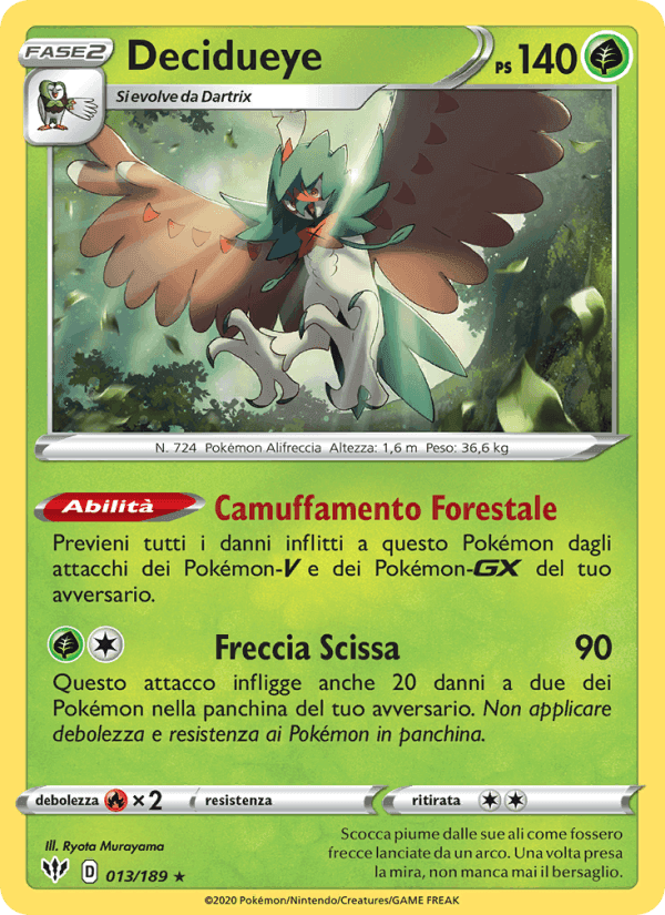 Decidueye, card 13 from Fiamme Oscure