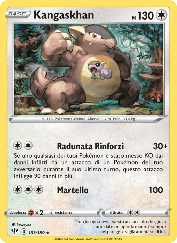 Kangaskhan, carta 133 di Fiamme Oscure