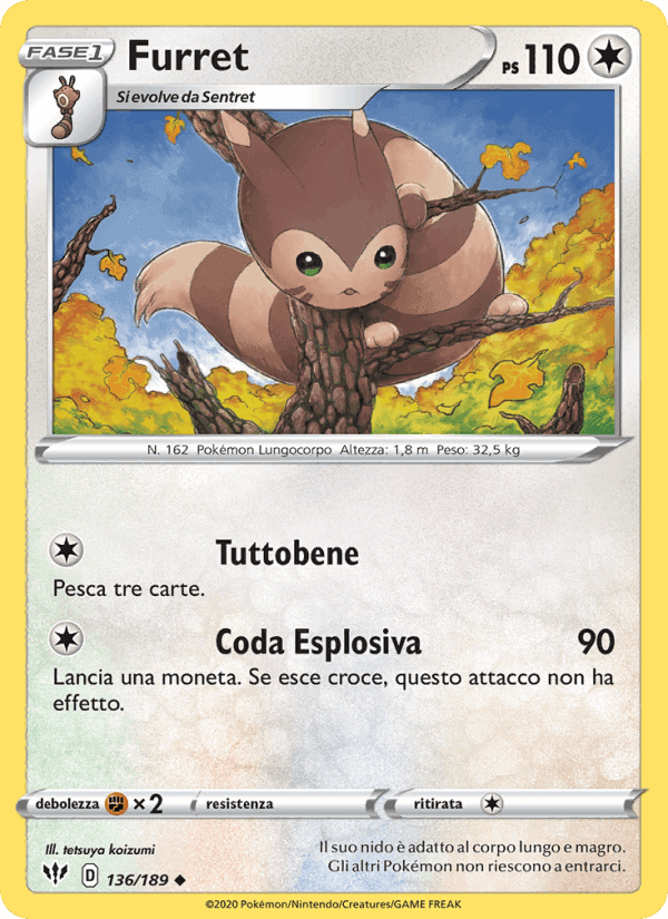 Furret, card 136 from Fiamme Oscure