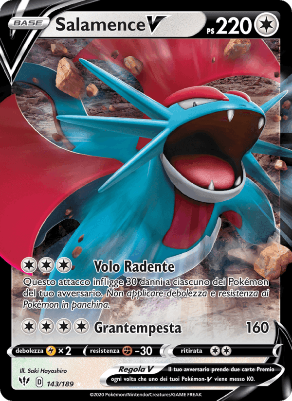 Salamence V, carta 143 di Fiamme Oscure