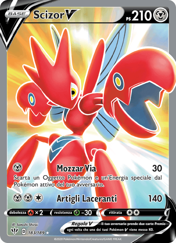 Scizor V, carta 183 de Fiamme Oscure