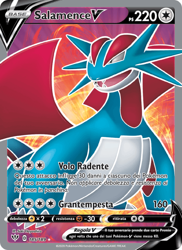 Salamence V, carta 185 di Fiamme Oscure