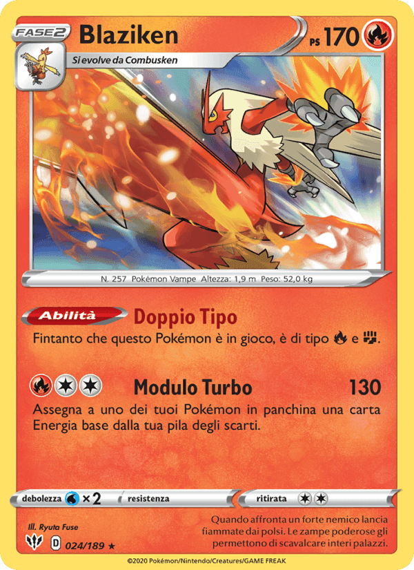 Blaziken, card 24 from Fiamme Oscure