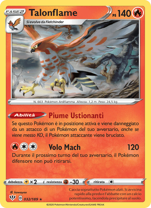 Talonflame, carta 32 di Fiamme Oscure