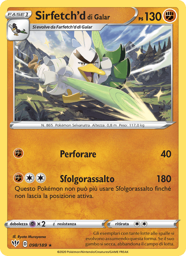 Sirfetch'd di Galar, carta 98 di Fiamme Oscure