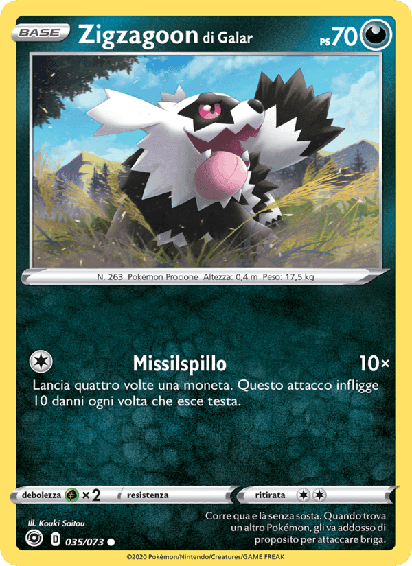 Zigzagoon di Galar, carta 35 di Futuri Campioni